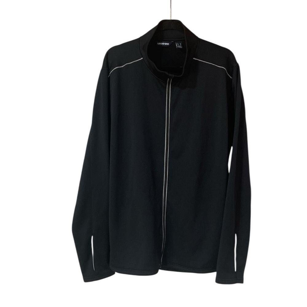 Lands’ End Jacket Black Full Zip Size XL Long Sleeve Lightweight Activewear